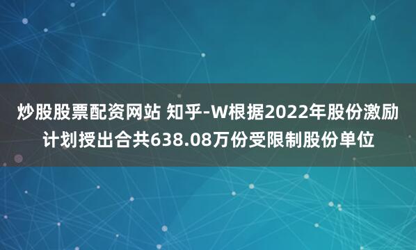 炒股股票配资网站 知乎-W根据2022年股份激励计划授出合共638.08万份受限制股份单位